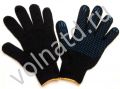 Перчатки ХБ с ПВХ полушерстяные П/ Ш 5н чёрные (30 % шерсть) р-р 24-25