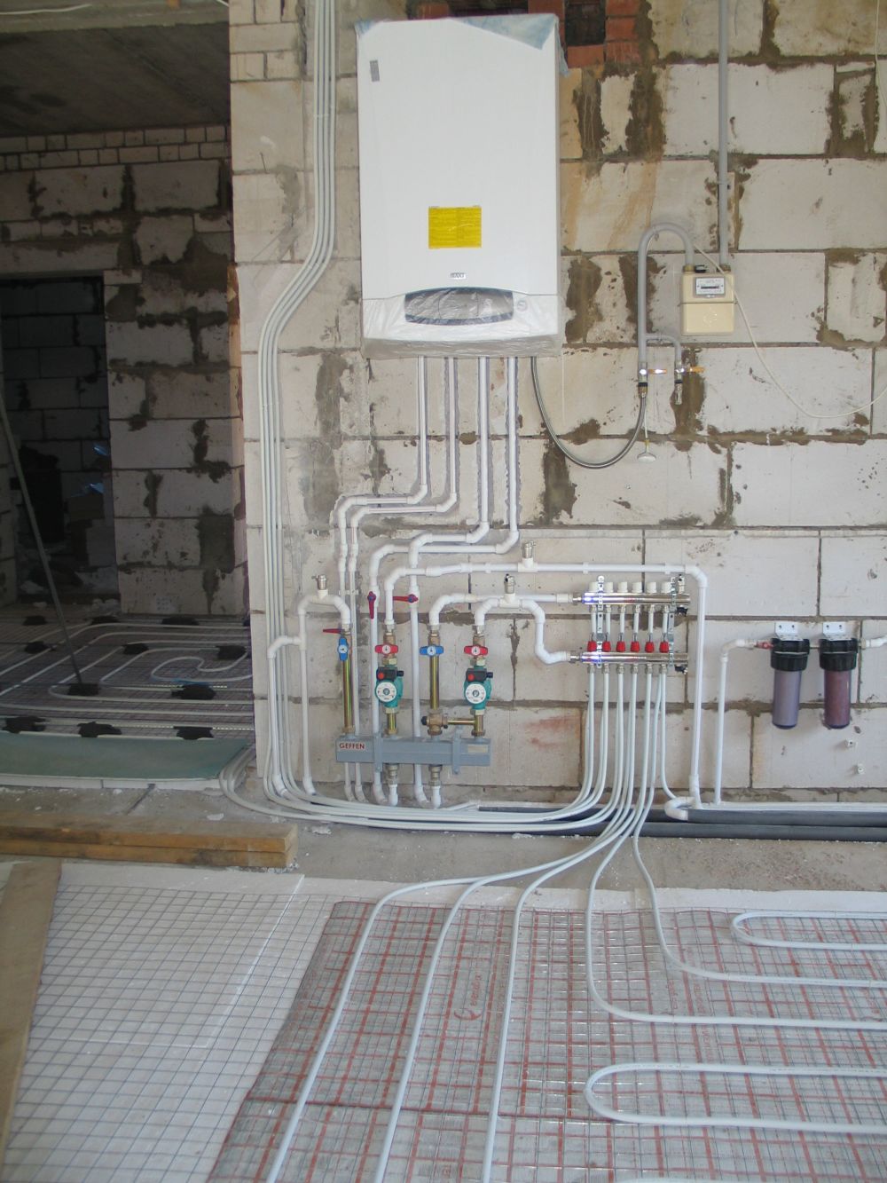 Расчет, монтаж систем отопления, обвязка котла, водопровода и водоотведения
