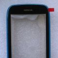 Тачскрин Nokia 610 Lumia - лицевая панель в сборе с динамиком, CYAN (синий) - оригинал Nokia