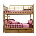 Двухъярусная кровать из массива древесины с фигурными боковинами и ящиками