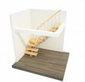 Г-образная внутридомовая межэтажная интерьерная модульная лестница (металл, дерево)