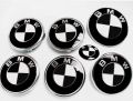 Эмблемы BMW чёрно белые, комплект 7 значков БМВ