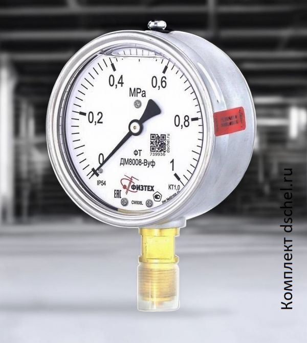 Манометр ДМ8008-ВУф 0-1 МПа кт.1,0 d.100 IP54 M20*1,5 РШ ВуГл Физтех