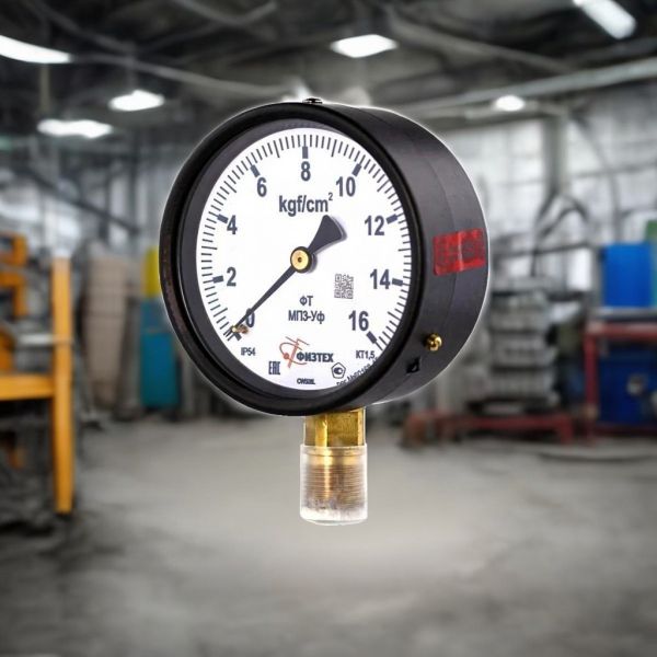 Показывающий манометр МП3-Уф 0-16 кгс/см2 кт.1,5 d.100 IP40 M20*1,5 РШ Физтех радиальный