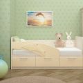 Кровать детская "Дельфин" 1,6м Ваниль матовая