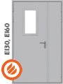 Противопожарная металлическая остеклённая дверь EI60, 1170*2070 мм. Размер стекла 300*600 мм