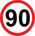 Наклейка "Знак ограничения скорости 90 км/ч" D=200 мм