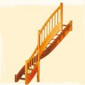 Лестница межэтажная деревянная из массива сосны серии "ВОСТОК-ЭЛЕГАНТ" (поворот 90 градусов)