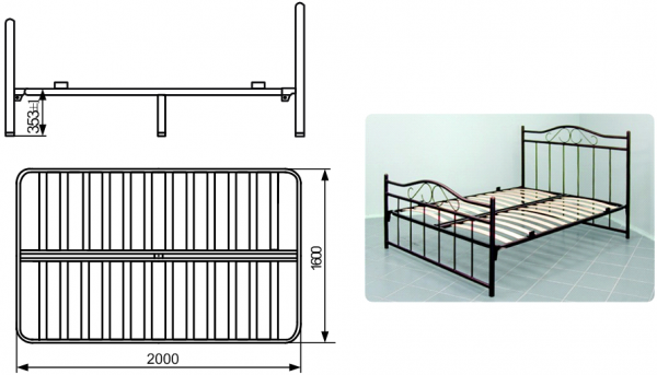 Кровать металлическая чертеж