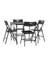 Комплект раскладного стола и стульев YX-ZFP86 black, черный