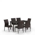 Комплект мебели (иск. ротанг) 6+1 T256A/Y380A-W53 Brown 6Pcs