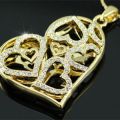 Подвеска "Сердца" с кристаллами Swarovski (Покрытие: Желтое золото)