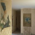 Проект "Египет" роспись стен, барельеф, декоративная штукатурка, роспись бра, искусственный камень