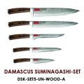 Damascus Suminagashi-Set - Набор ножей Damascus Suminagashi (5 ножей)+ подставка