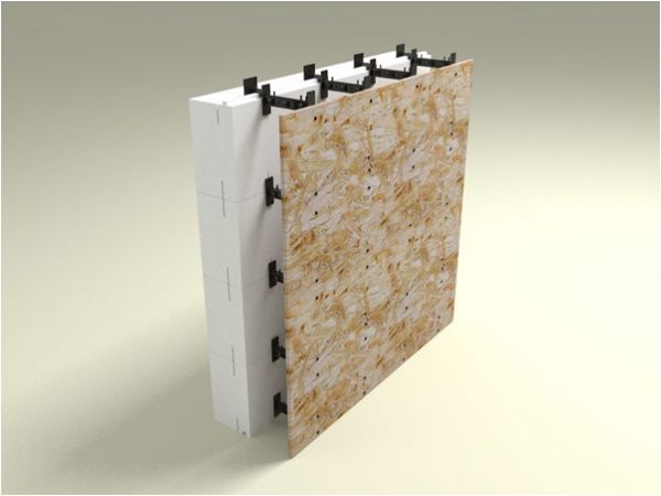 Несъемная опалубка + OSB - Применение OSB (влагостойкой фанеры) в качестве  внутренней съёмной опалубки. После заливки и затвердевания, OSB  демонтируется со стены и отделка производится непосредственно по ровной  бетонной стене