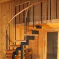 Винтовая внутридомовая межэтажная модульная лестница (металл, дерево)
