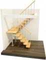 П-образная внутридомовая межэтажная интерьерная модульная лестница (металл, дерево)