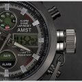 Армейские наручные часы AMST 3003 - темный корпус, серый циферблат