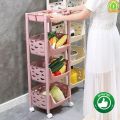 Пластиковая этажерка на колёсиках для хранения овощей, 3 корзины