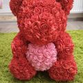 Эксклюзивный подарок - Мишка из роз с сердечком (40 см) красный