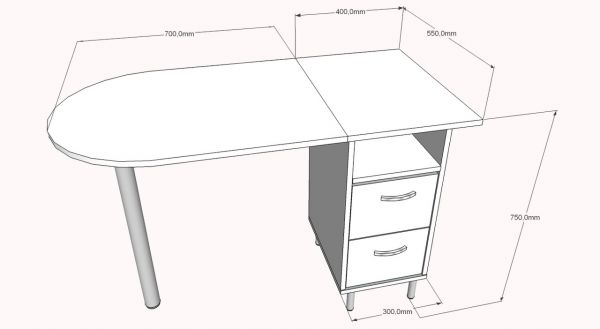 Чертеж стола для маникюра