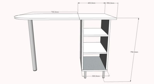 Чертежи маникюрного стола с размерами