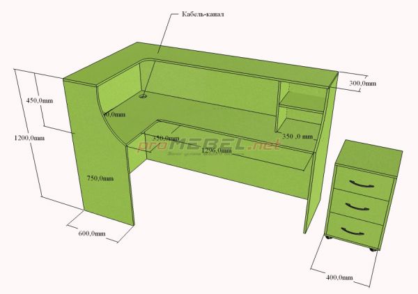 Стойка ресепшн размеры чертеж