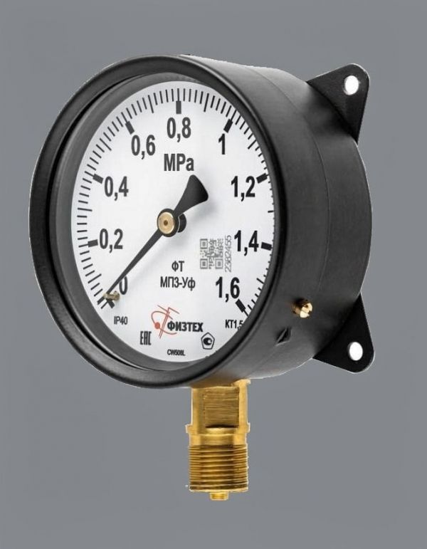 Манометр МП3-Уф 0-1,6 МПа кт.1,5 d.100 IP40 M20*1,5 РШ Фл с задним фланцем