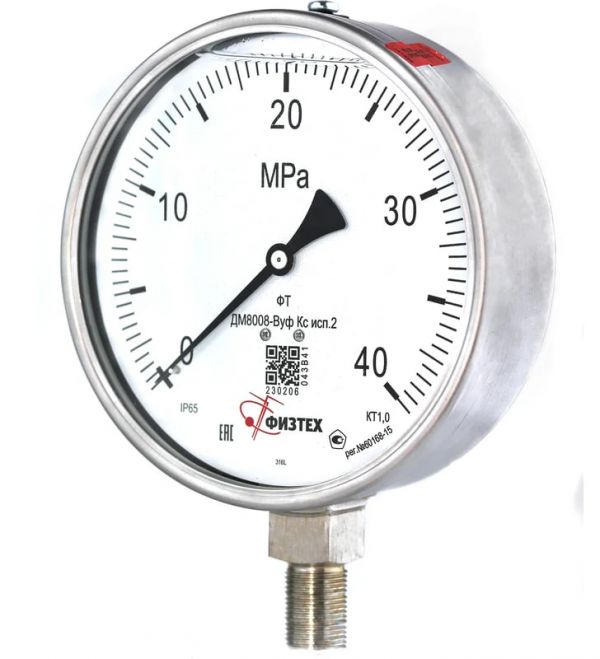 Манометр ДМ8008-ВУф-Кс-исп-2 0-40 МПа кт.1,0 d.160 IP65 M20х1,5 РШ SG ВуГл Физтех