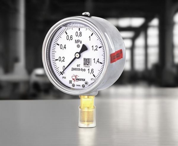 Манометр ДМ8008-ВУф 0-1,6 МПа кт.1,0 d.100 IP54 M20*1,5 РШ ВуГл Физтех