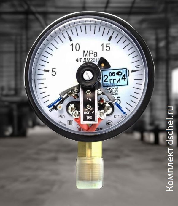 Манометр ДМ2010ф исп V 0-25 МПа кт.1,5 d.100 IP40 M20х1,5 РШ (G1/2) Физтех