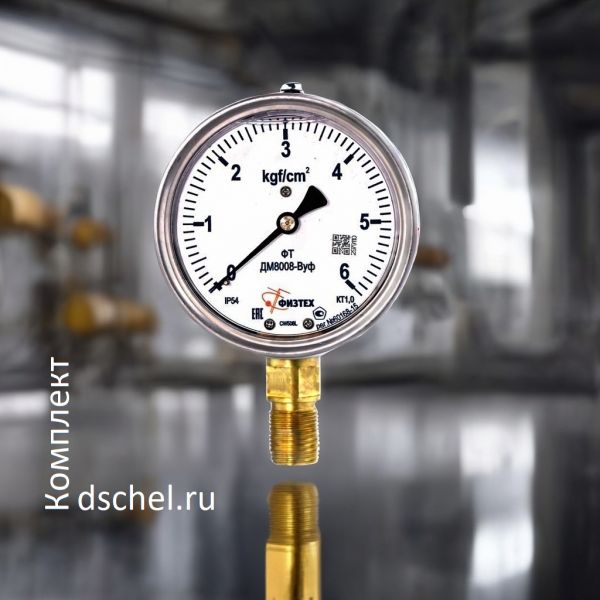 Виброустойчивый манометр ДМ8008-ВУф 0-6 кгс/см2 кт.1,0 d.100 IP54 M20х1,5 РШ ВуГл глицериновый Физтех