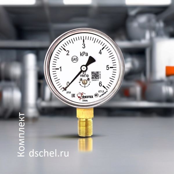 Мембранный напоромер НМПф 0-6 кПа кт.1,5 d.100 IP54 M20х1,5 РШ Физтех