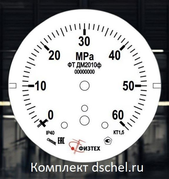 Мерная шкала манометра ЭКМ ДМ2010ф исп V 0-60 МПа кт.1,5 d.100 IP40 M20*1,5 РШ