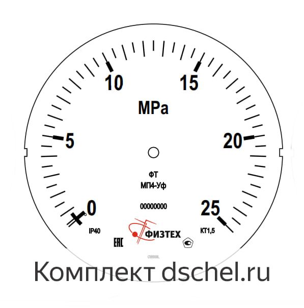 Мерная шкала манометра МП4-Уф 0-25 МПа