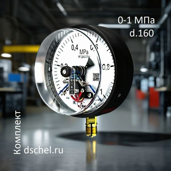 Электроконтактный манометр ДМ2005ф исп V 0-1 МПа кт.1,5 d.160 IP40 M20х1,5 РШ Физтех