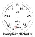 Манометр ДМ8010-Уф 0-2,5 МПа кт.1,5 d.250 IP40 M20*1,5 РШ котловой