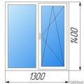 Пластиковое окно для кухни. 1300*1400. 2 створки