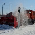 Фрезерно-роторный ЖД снегоочиститель 448 л. с. на базе ЖД прицепа с автосцепкой на тепловоз