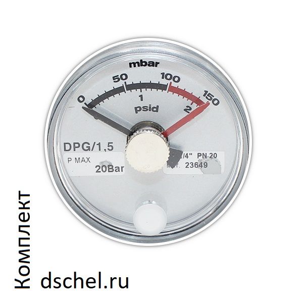 Мерная шкала комплекта индикатора слева-направо код_KIT-MD DPG 1,5 Madas перепада давления 