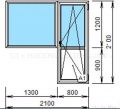 Балконный блок пвх окна и дверь 2100х2100