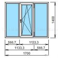 Окно пластиковое трёхстворчатое поворотно-откидное 1700х1400 Plafen